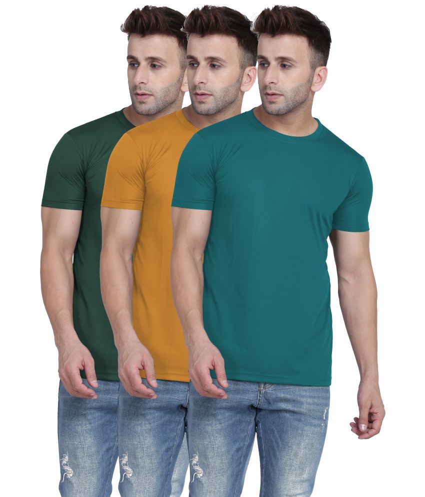     			TQH Polyester Slim Fit Solid Half Sleeves Men's Round T-Shirt - Multicolor5 ( Pack of 1 )