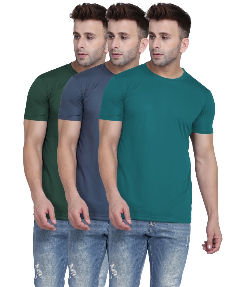     			TQH Polyester Slim Fit Solid Half Sleeves Men's Round T-Shirt - Multicolor ( Pack of 1 )