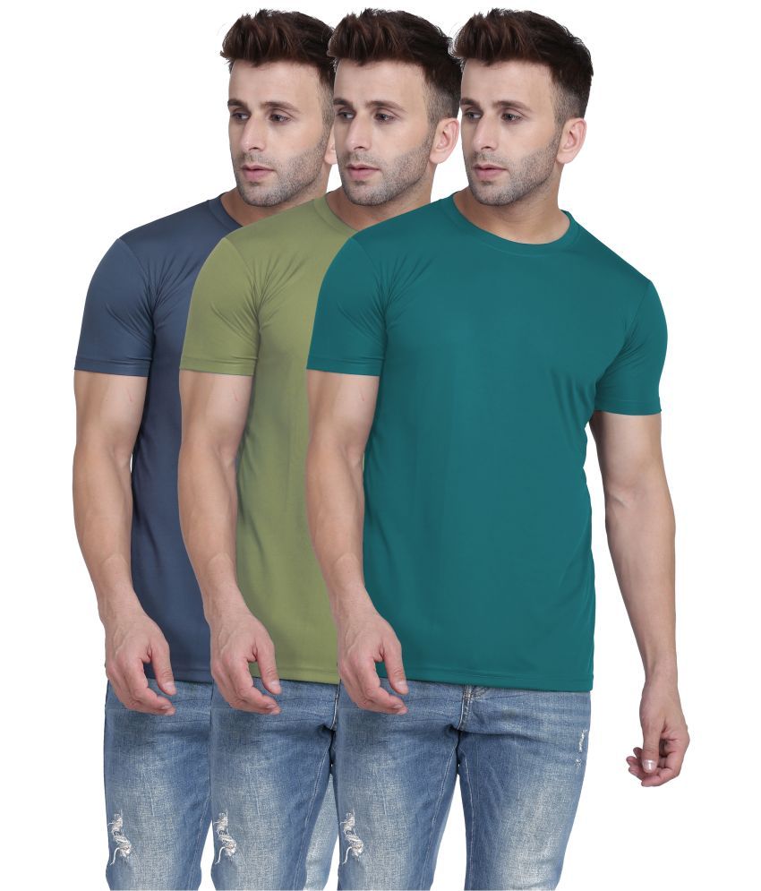     			TQH Polyester Slim Fit Solid Half Sleeves Men's Round T-Shirt - Multicolor10 ( Pack of 1 )