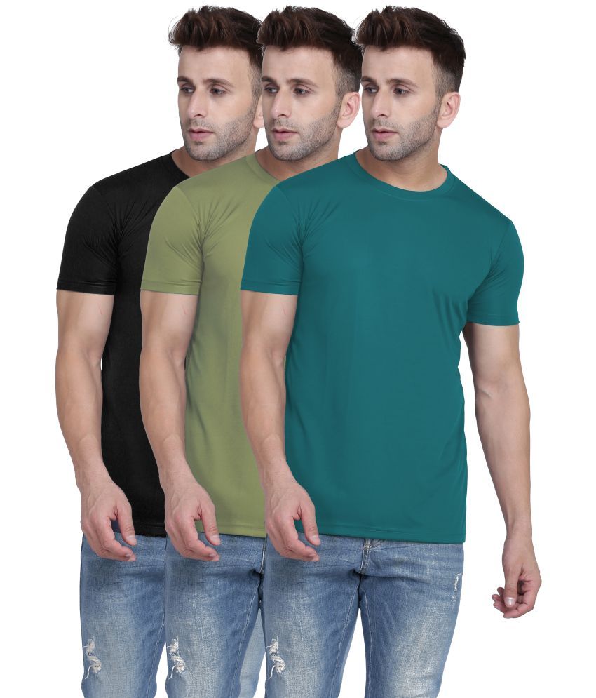     			TQH Polyester Slim Fit Solid Half Sleeves Men's Round T-Shirt - Multicolor3 ( Pack of 1 )