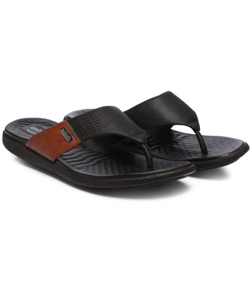     			Unisoft Black Men's Massage Flip Flop