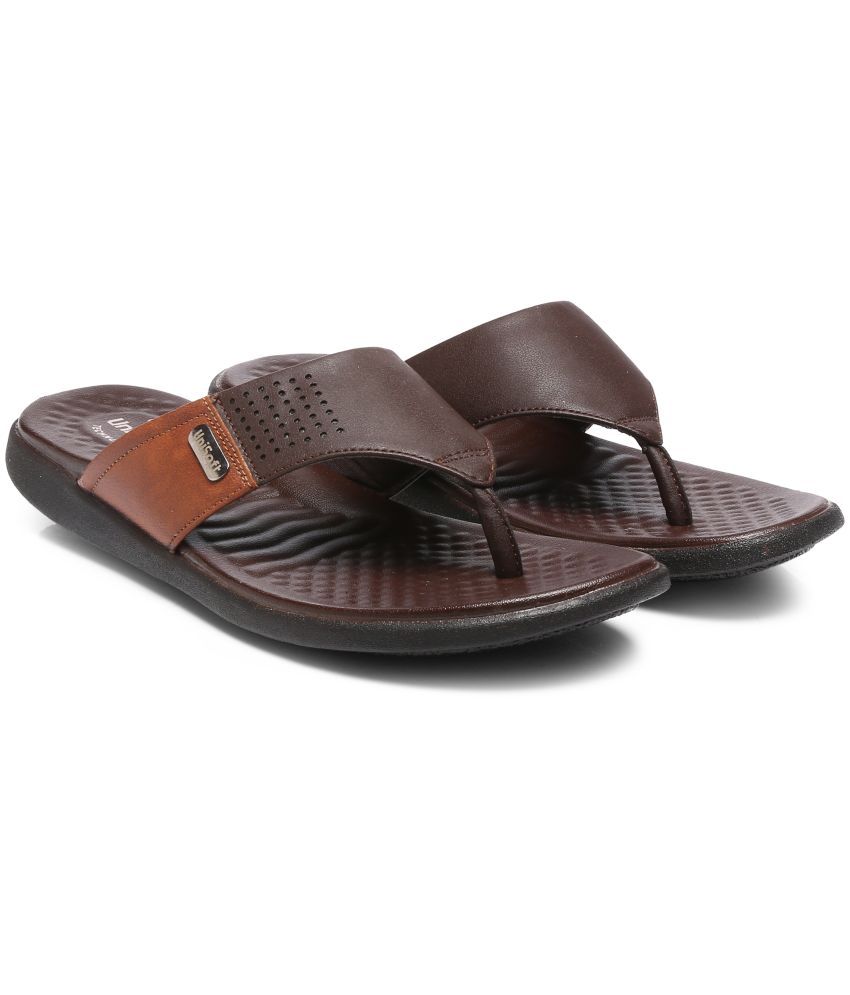     			Unisoft Brown Men's Massage Flip Flop