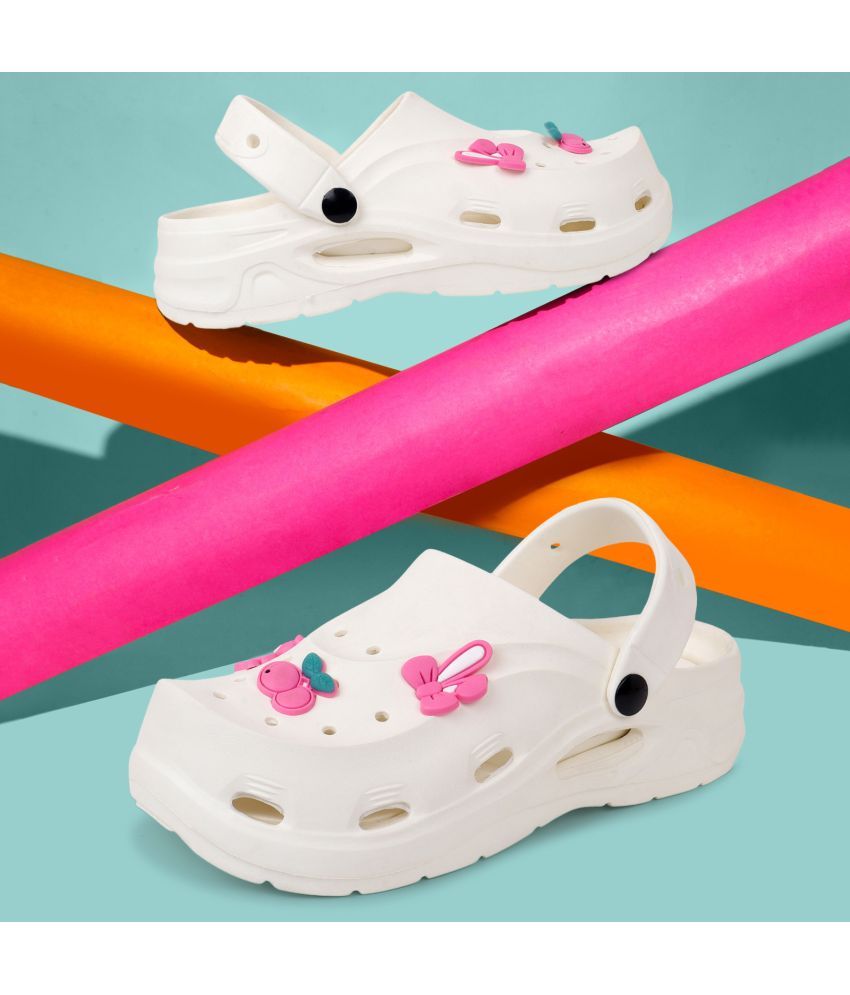     			Birde White Clogs