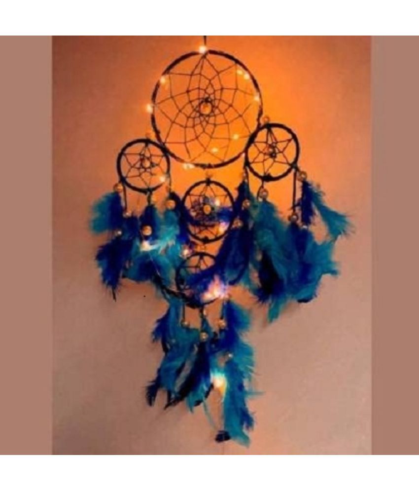     			DHRUVTAR STORE Blue Feather Dream Catcher - Pack of 1 ( 55 X 15 cms )