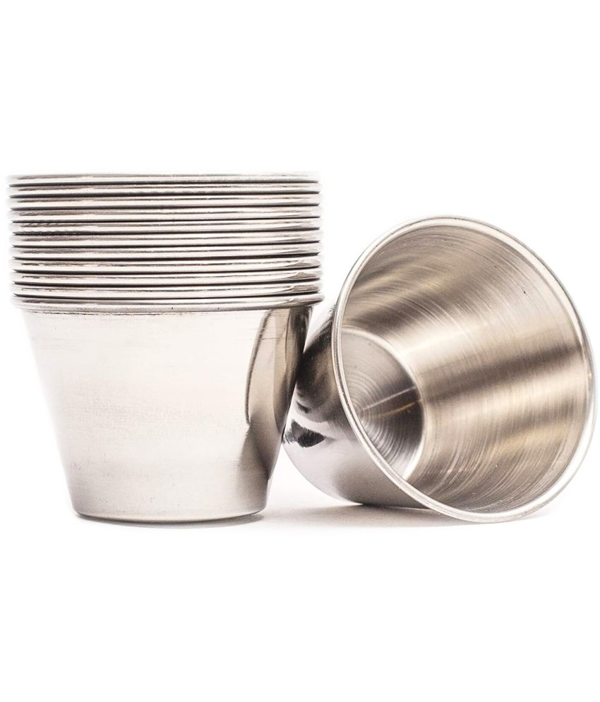     			Dynore Sauce Cup 60 ml Stainless Steel Plain Chip&Dip Bowl 6 cm ( Set of 12 ) Silver