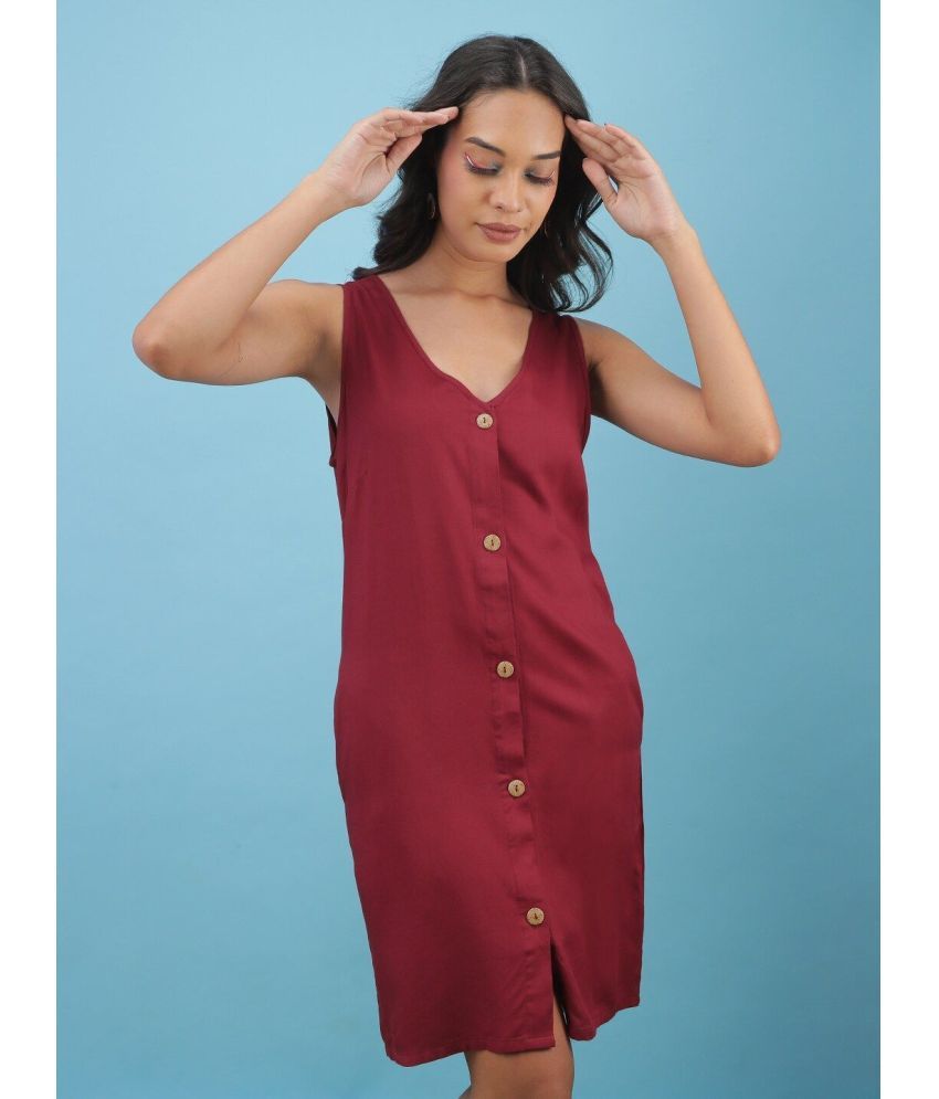     			Freehand Viscose Solid Midi Women's Maxi - Burgundy ( Pack of 1 )