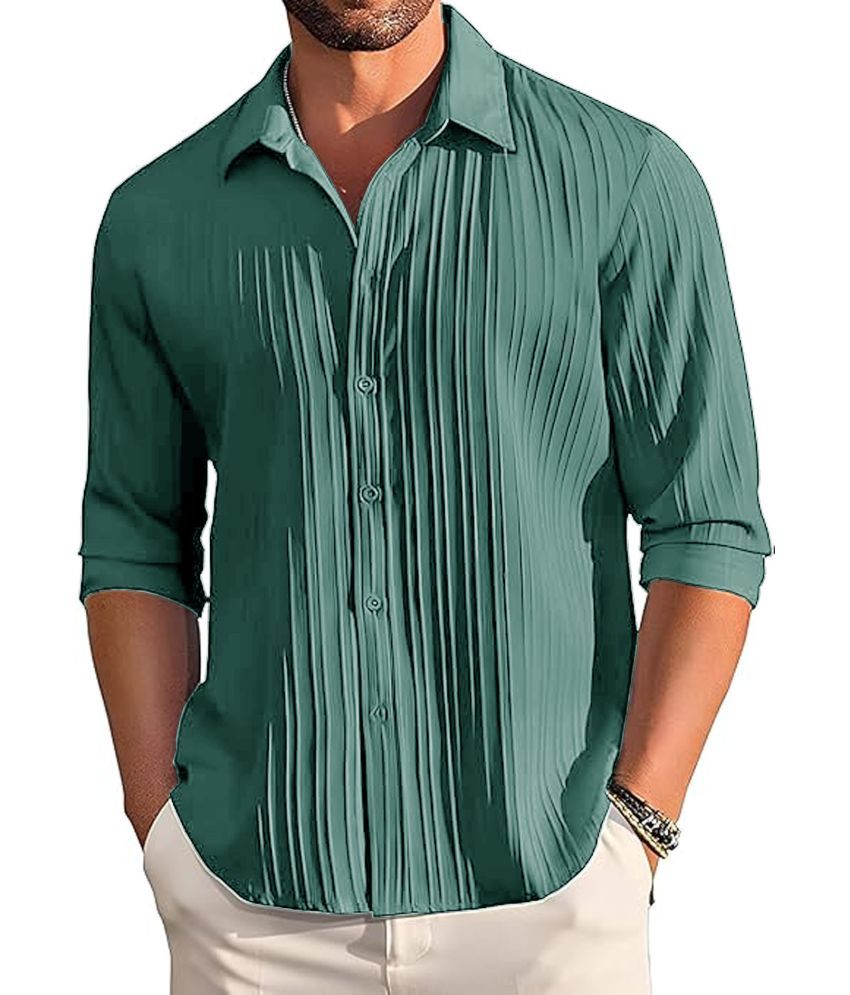     			Kintu Parantu Polyester Regular Fit Self Design Full Sleeves Men's Casual Shirt - Green ( Pack of 1 )