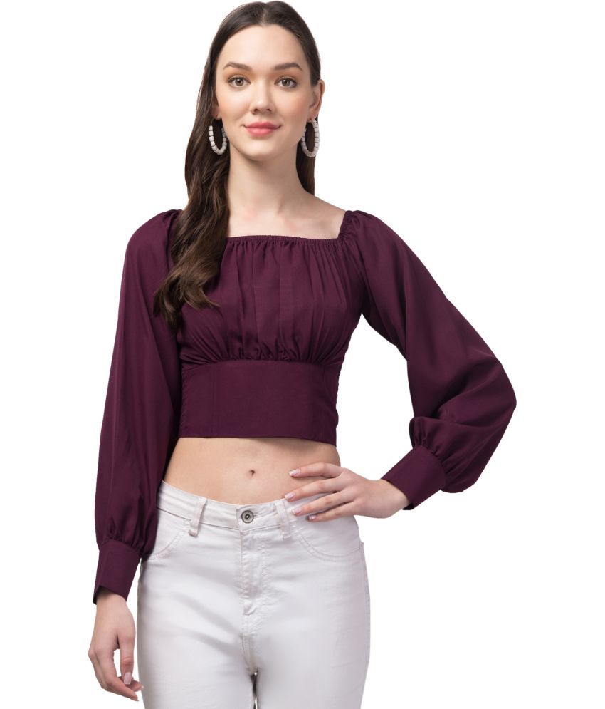     			Kulfi Purple Crepe Women's Crop Top ( Pack of 1 )