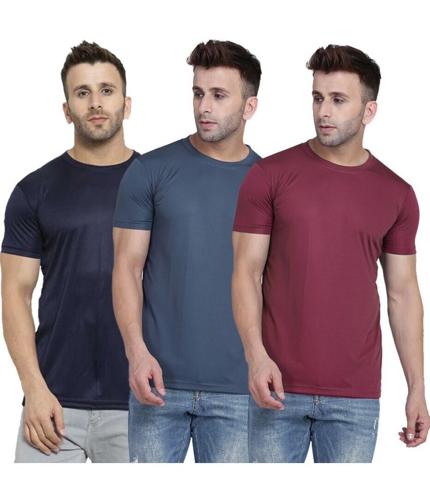     			TQH Polyester Slim Fit Solid Half Sleeves Men's Round T-Shirt - Multicolor8 ( Pack of 1 )