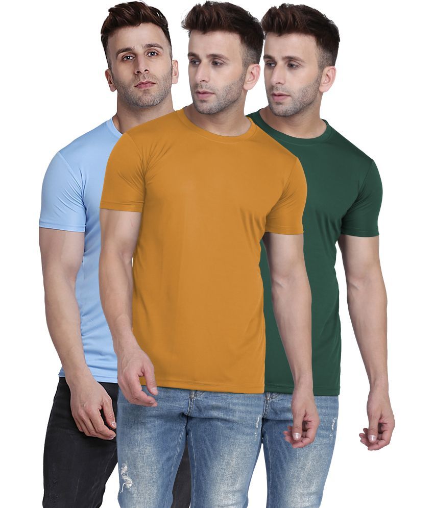     			TQH Polyester Slim Fit Solid Half Sleeves Men's Round T-Shirt - Multicolor1 ( Pack of 1 )