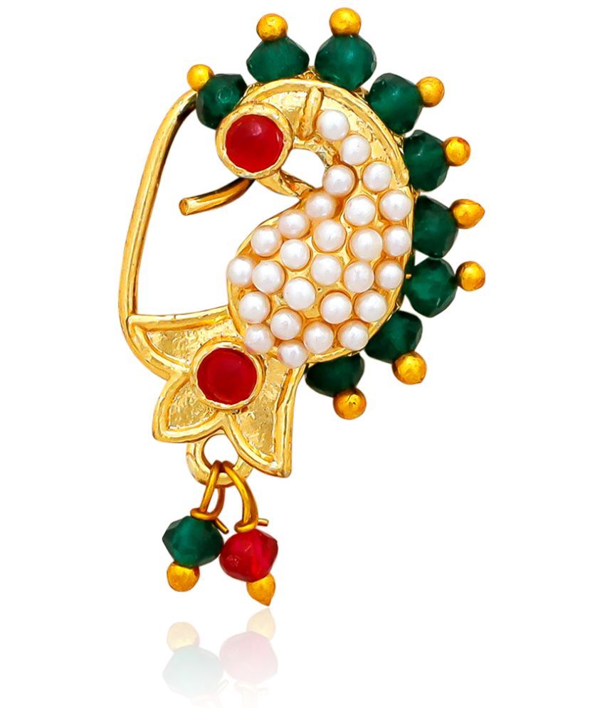     			Traditional Maharashtrian Look Gold Plated Nose Rings For Women And Girls