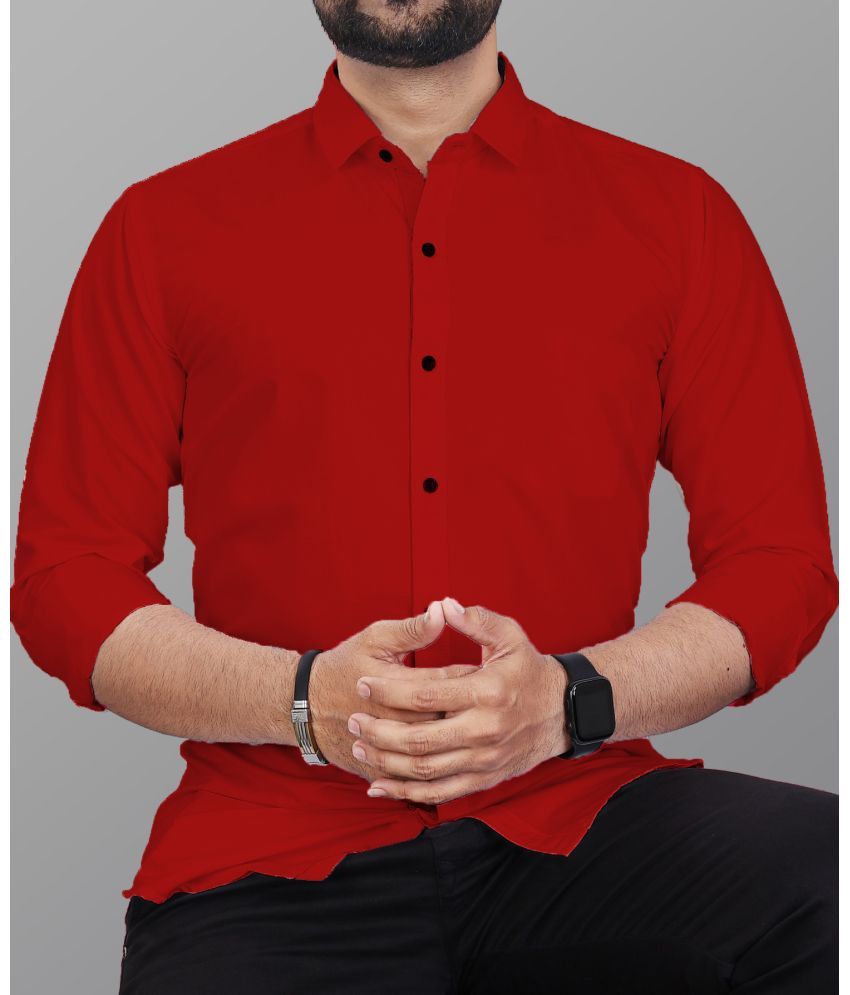     			Vyzer Cotton Blend Regular Fit Solids Full Sleeves Men's Casual Shirt - Red ( Pack of 1 )