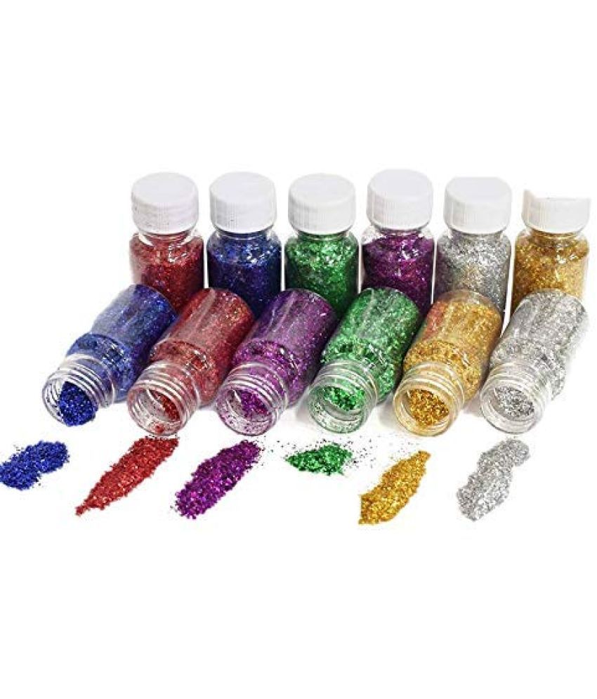     			Eclet 12 Colors Nail Glitter Set, 12 cans of 15g fine Glitter, Nail Art Glitter, for Eye Shadow Cosmetics Body Glitter Crafts Painting Art Pigment Glitter