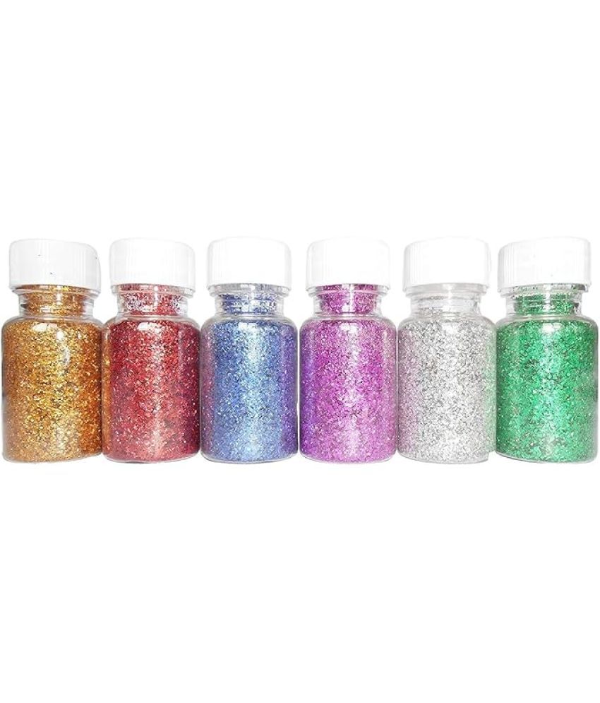     			Eclet 6 Colors Nail Glitter Set, 6 cans of 15g fine Glitter, Nail Art Glitter, for Eye Shadow Cosmetics Body Glitter Crafts Painting Art Pigment Glitter