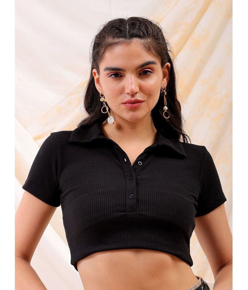     			Freehand Black Polyester Women's Crop Top ( Pack of 1 )