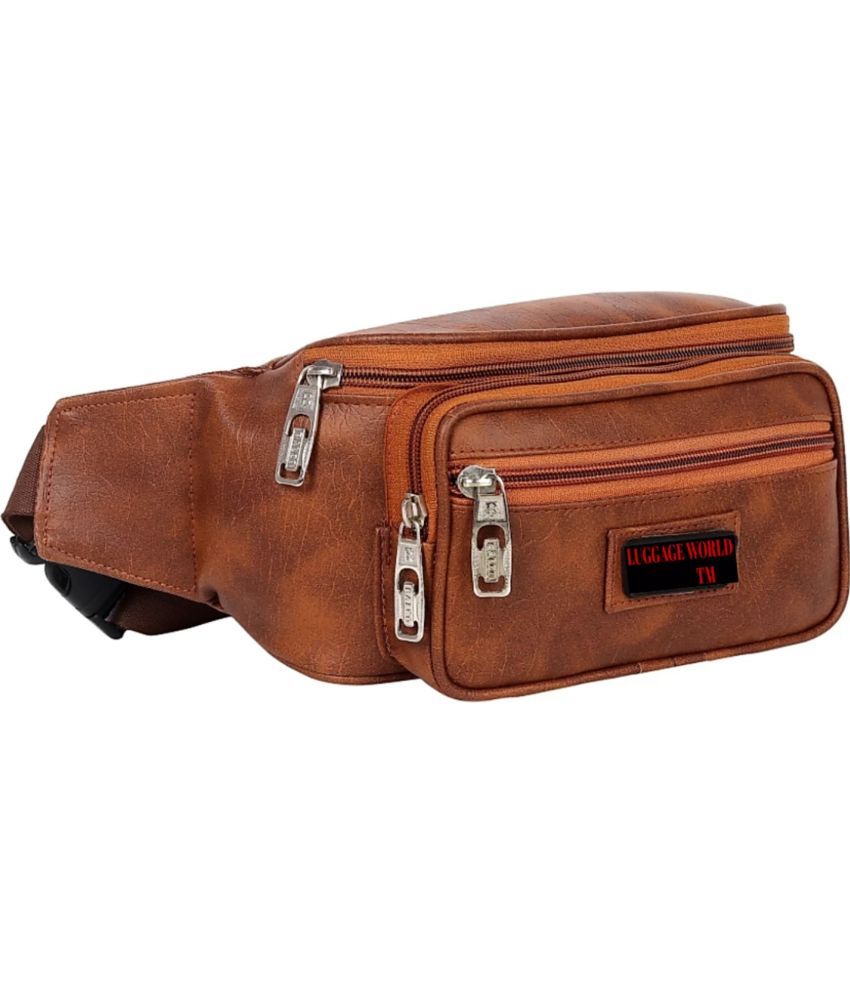     			Luggage world side bag Leather Tan Waist Pouch