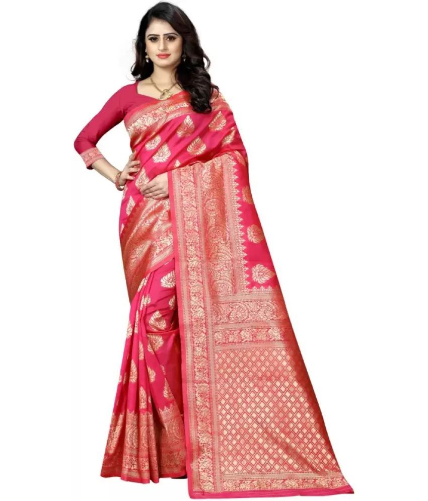     			NENCY FASHIONS Pack of 1 Kanjivaram Silk Woven Saree With Blouse Piece ( Pink )