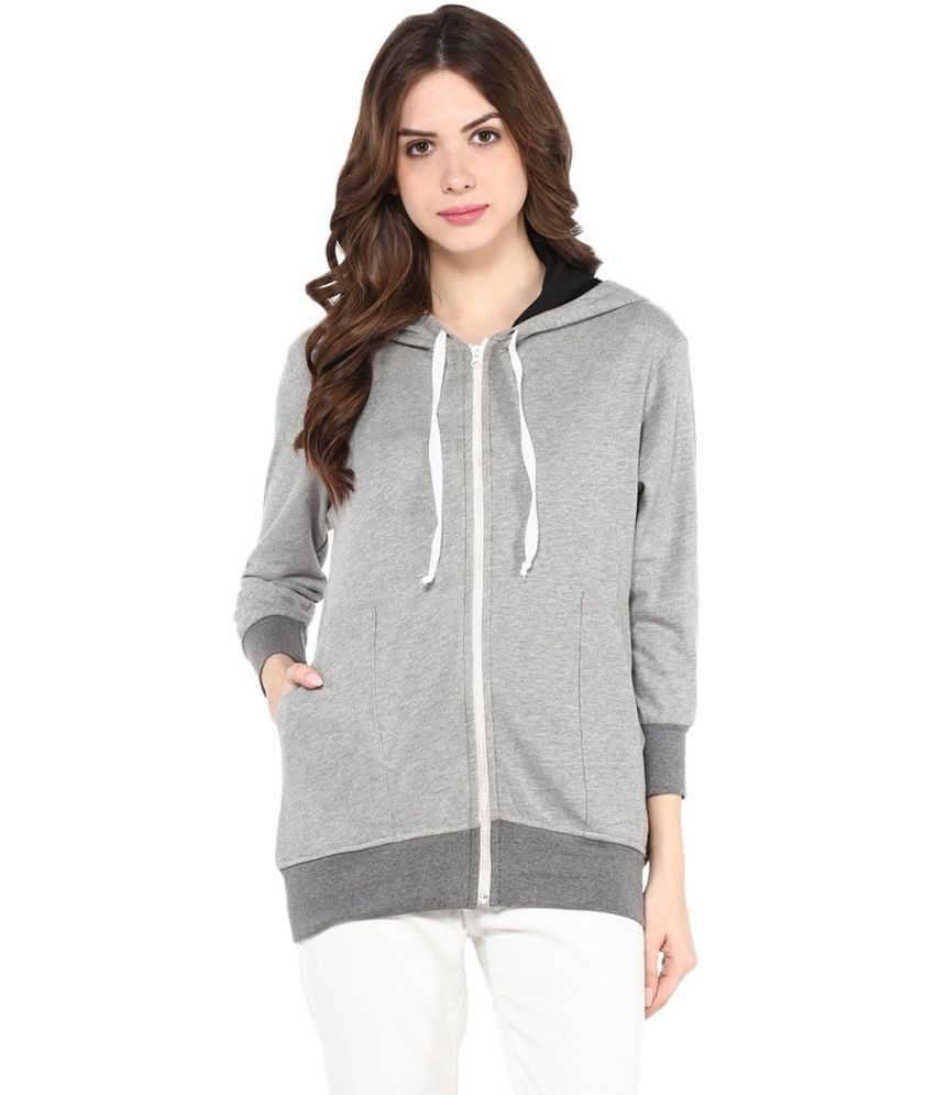     			Pannkh Polyester Women's Hooded Sweatshirt ( Grey )