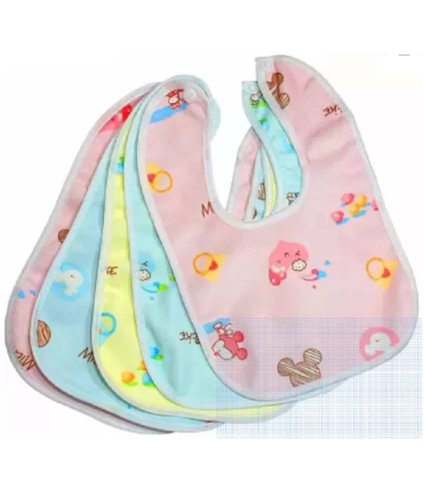     			Qin Pin Multi-Colour Cotton Bibs - Set of 5