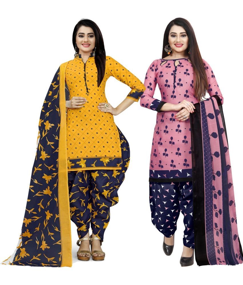     			Rajnandini Unstitched Cotton Blend Printed Dress Material - Multicolor 3 ( Pack of 2 )