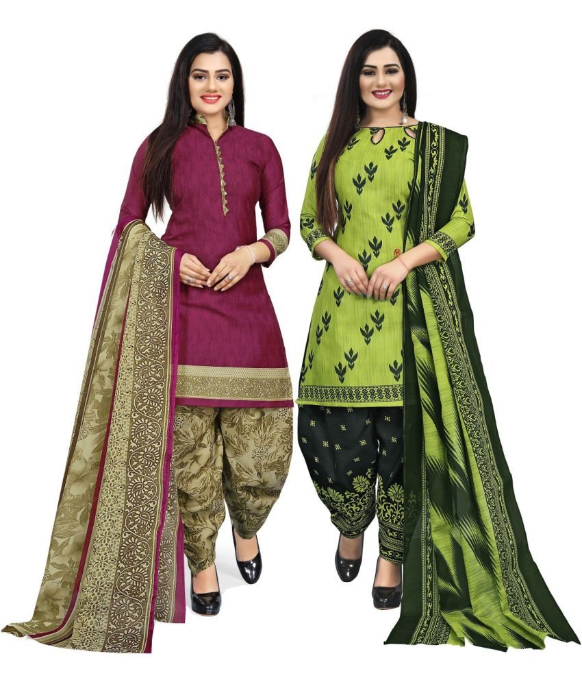     			Rajnandini Unstitched Cotton Blend Printed Dress Material - Multicolor 4 ( Pack of 2 )