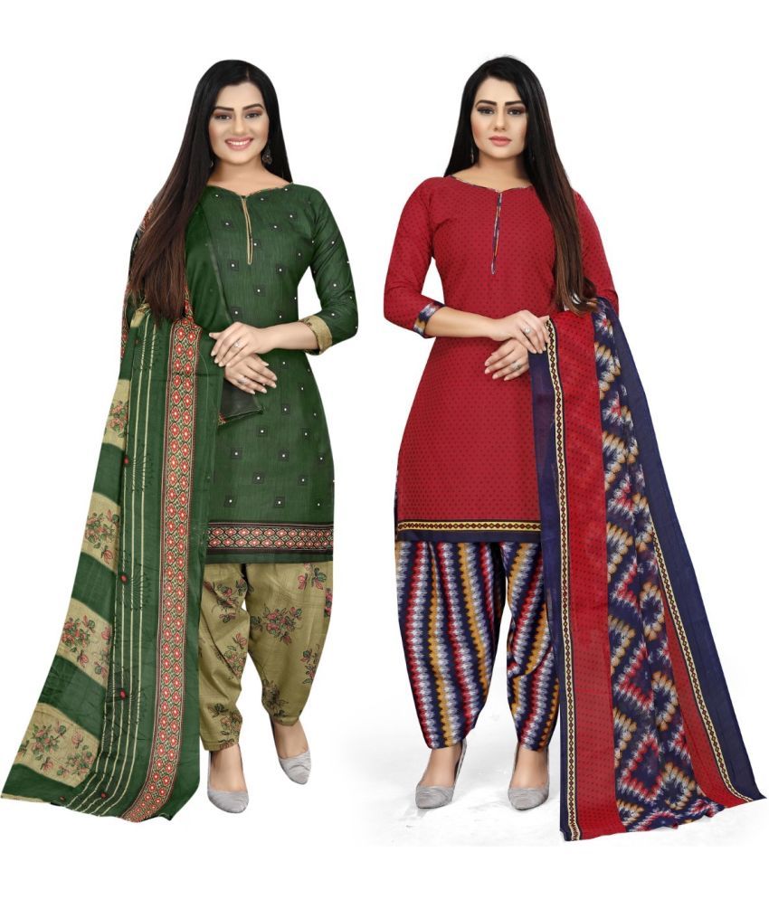     			Rajnandini Unstitched Cotton Blend Printed Dress Material - Multicolor ( Pack of 2 )