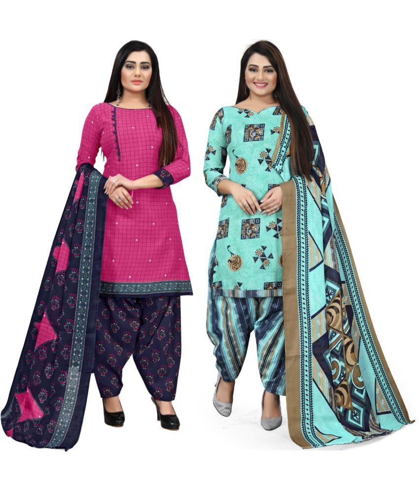     			Rajnandini Unstitched Cotton Blend Printed Dress Material - Multicolor ( Pack of 2 )