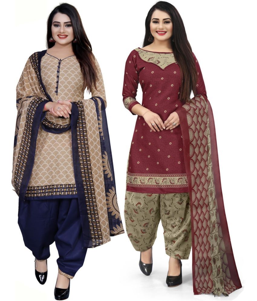     			Rajnandini Unstitched Cotton Blend Printed Dress Material - Multicolor ( Pack of 2 )