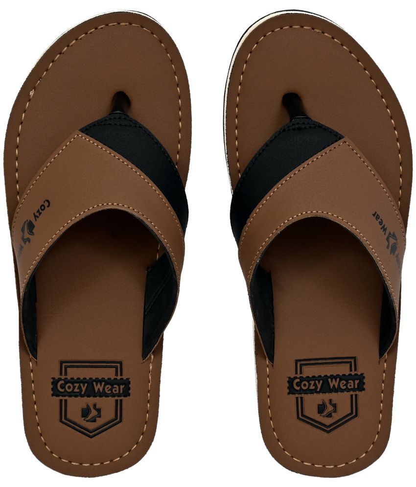     			Cozy Wear Brown Men's Thong Flip Flop