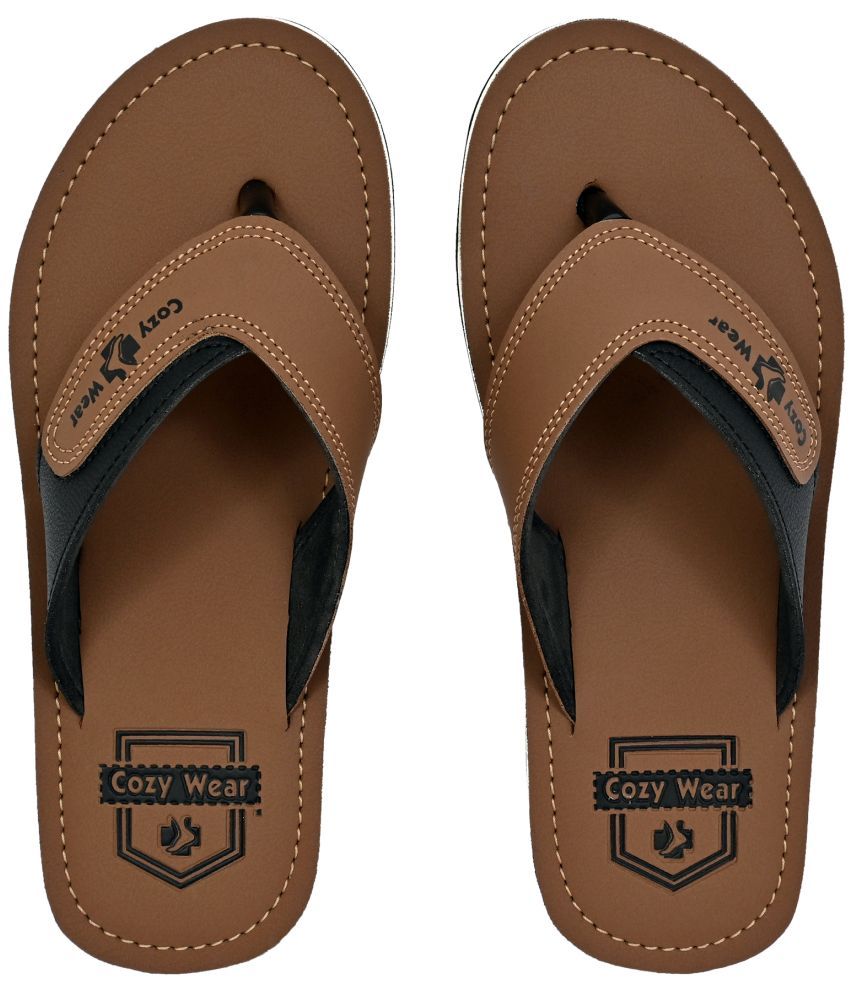     			Cozy Wear Brown Men's Thong Flip Flop