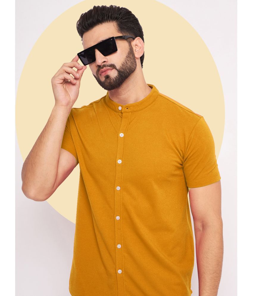     			GET GOLF Cotton Blend Regular Fit Solids Half Sleeves Men's Casual Shirt - Gold ( Pack of 1 )