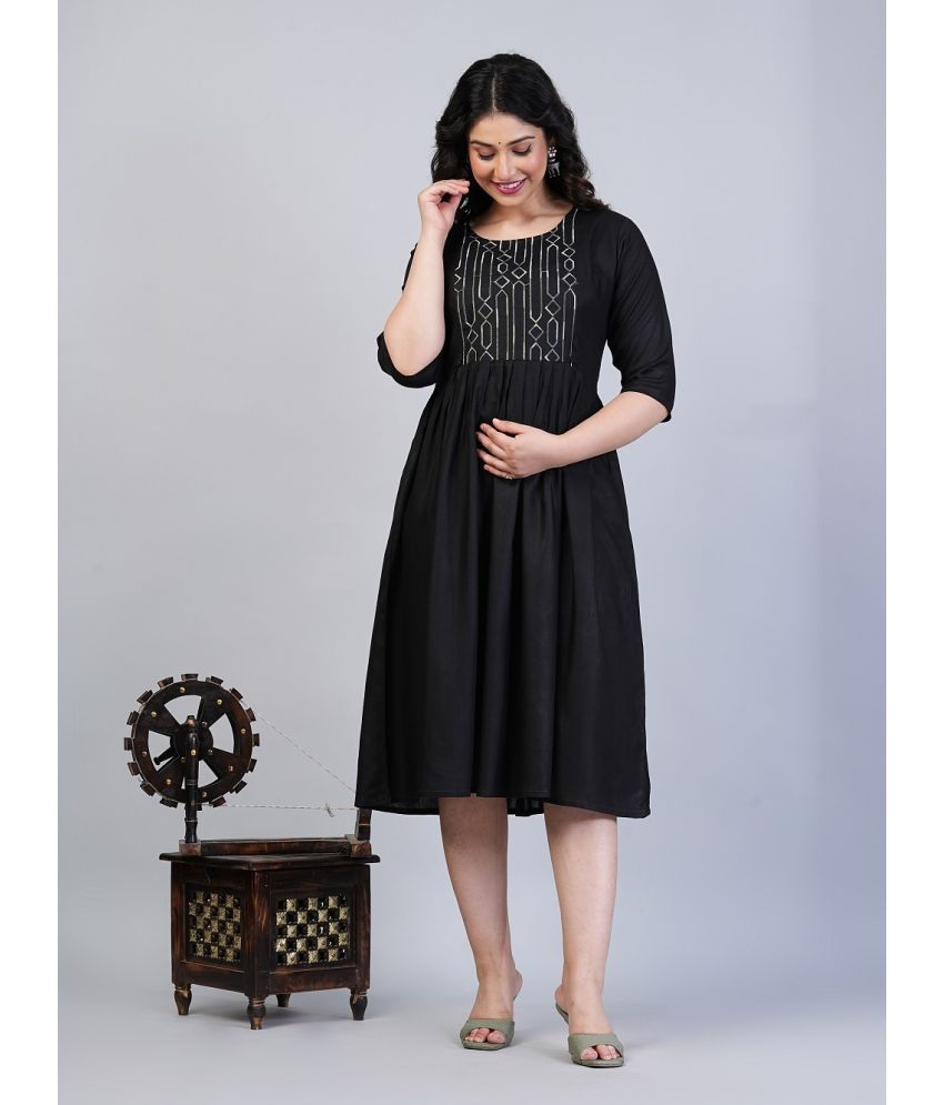     			Hetsa Black Rayon Maternity Kurta