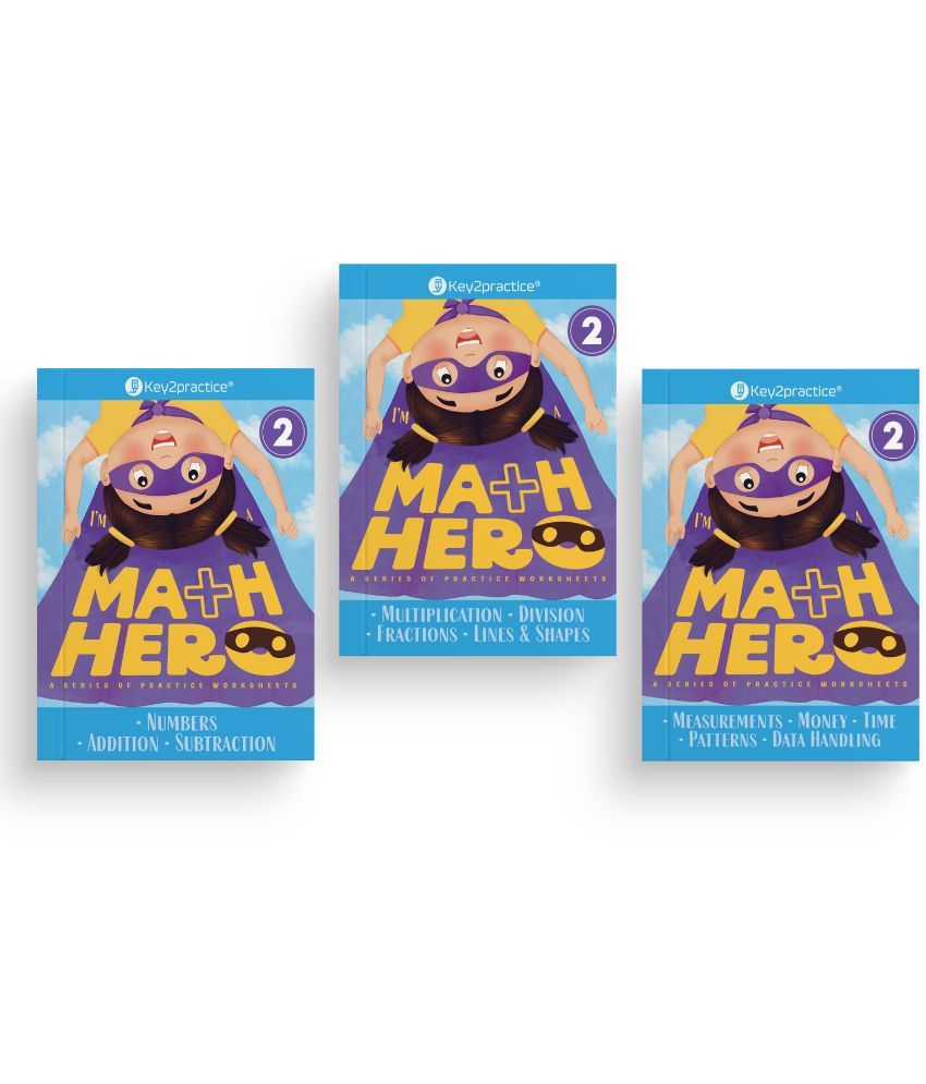     			Key2Practice Maths Hero Workbook For Class 2 (Set of 3) : Activity Based Worksheets, Numbers, Addition, Subtraction, Multiplication, Division, Lines &