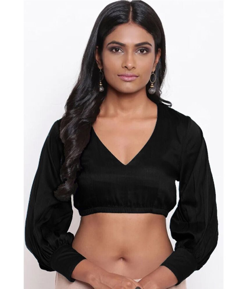     			Kulfi Black Readymade without Pad Satin Women's Blouse ( Pack of 1 )