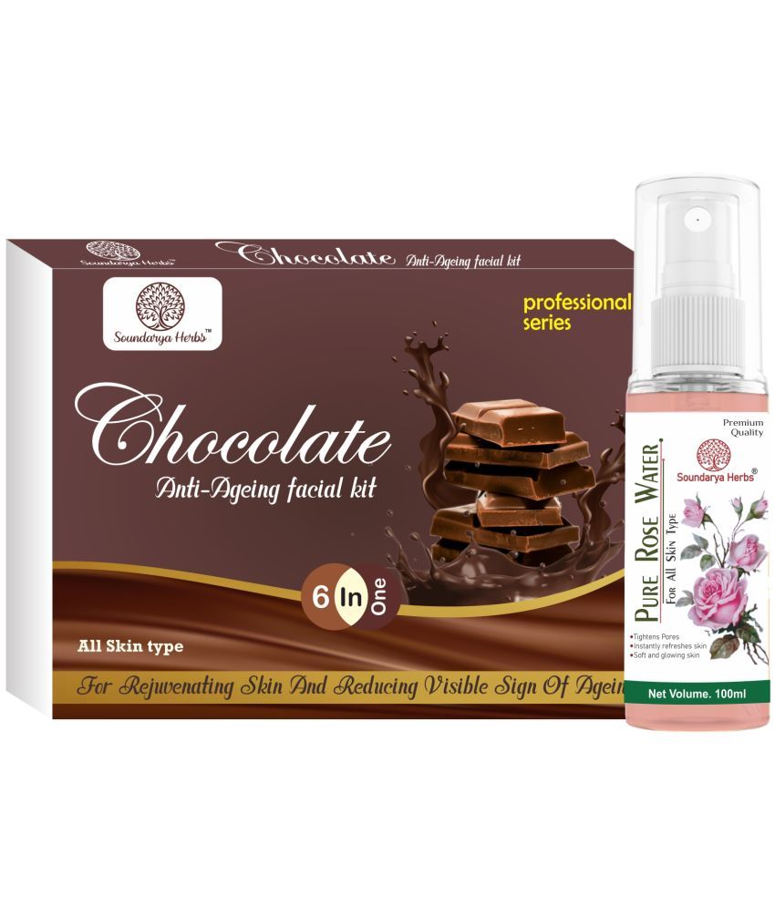     			Soundarya Herbs Chocolate Kit with Rose Water 3 Times Use Facial Kit For All Skin Type Chocolate 2 ( Pack of 2 )