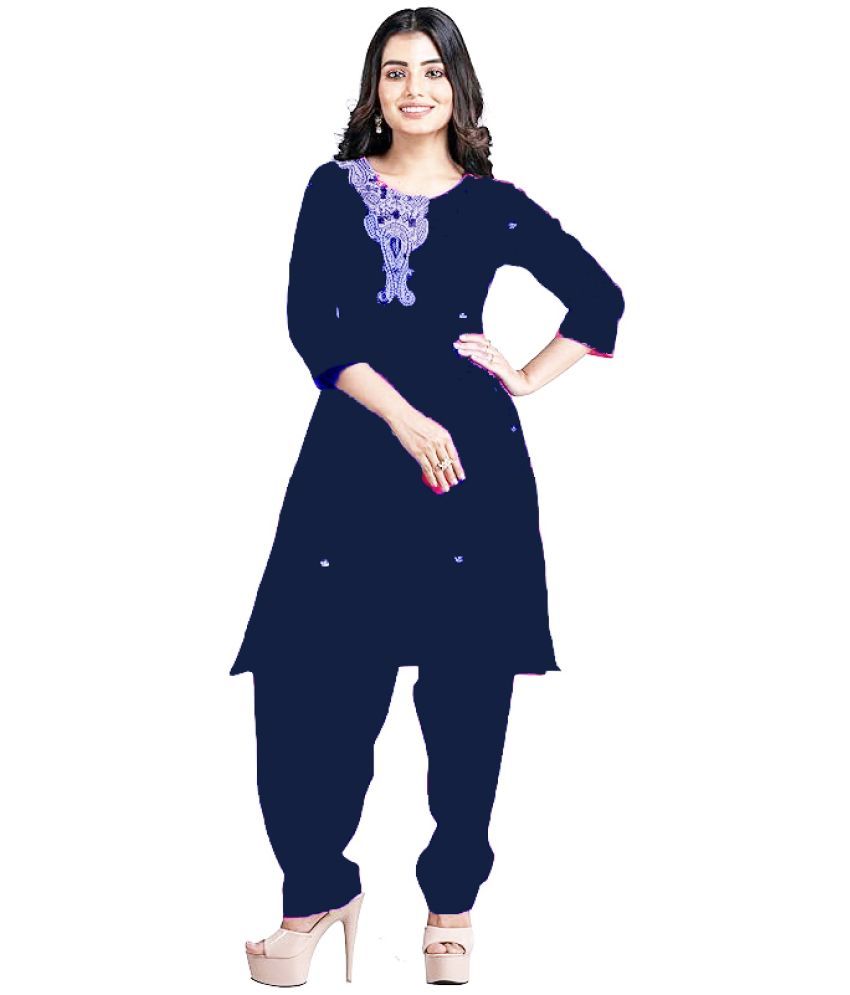     			Vrinde Unstitched Woollen Embroidered Dress Material - Navy Blue ( Pack of 1 )