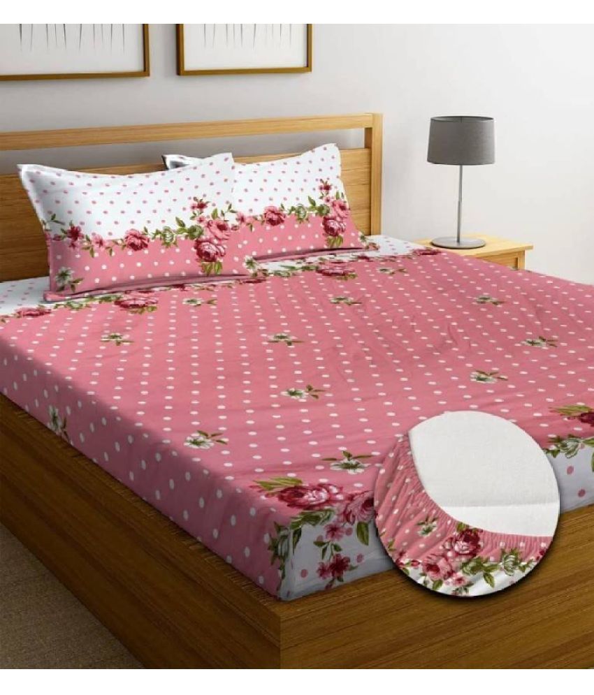     			jim dandy Microfibre Floral Fitted ( Double Bed ) - PINK