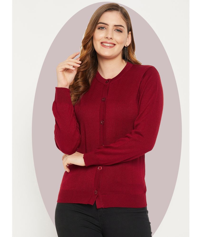     			zigo Acro Wool Round Neck Women's Buttoned Cardigans - Maroon ( )