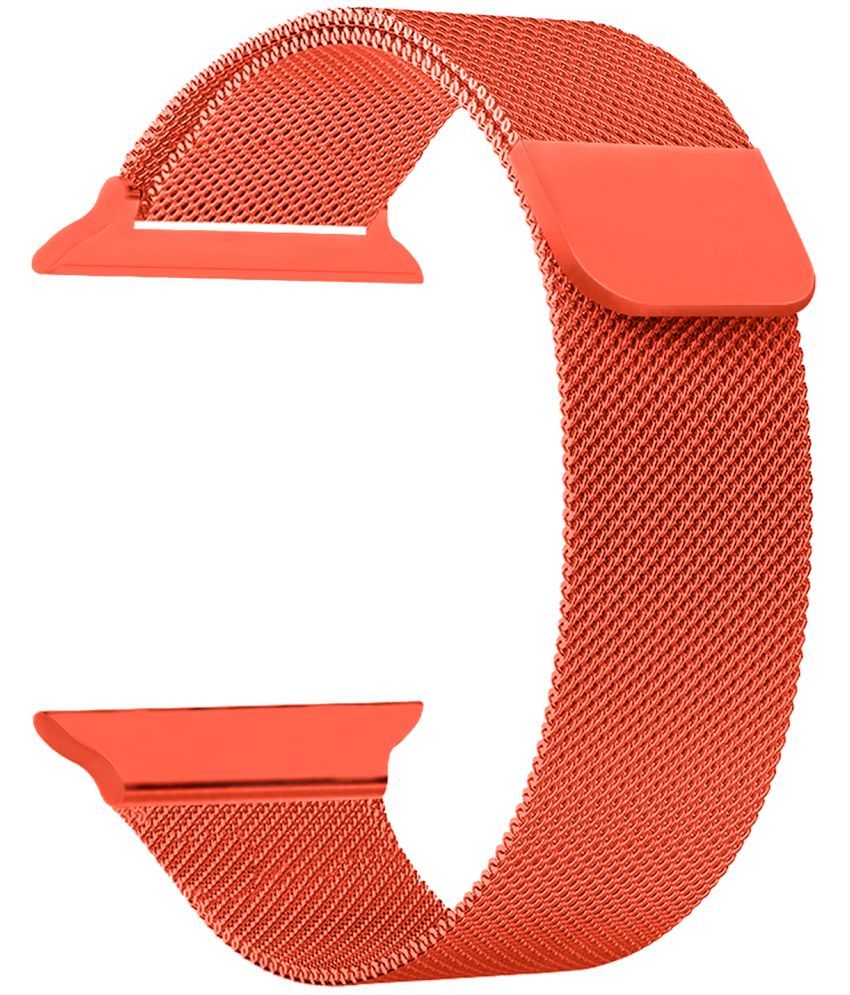     			ACM Watch Strap Slide Magnetic Loop compatible with Itel ‎2 Ultra Smartwatch Luxury Metal Chain Band Orange