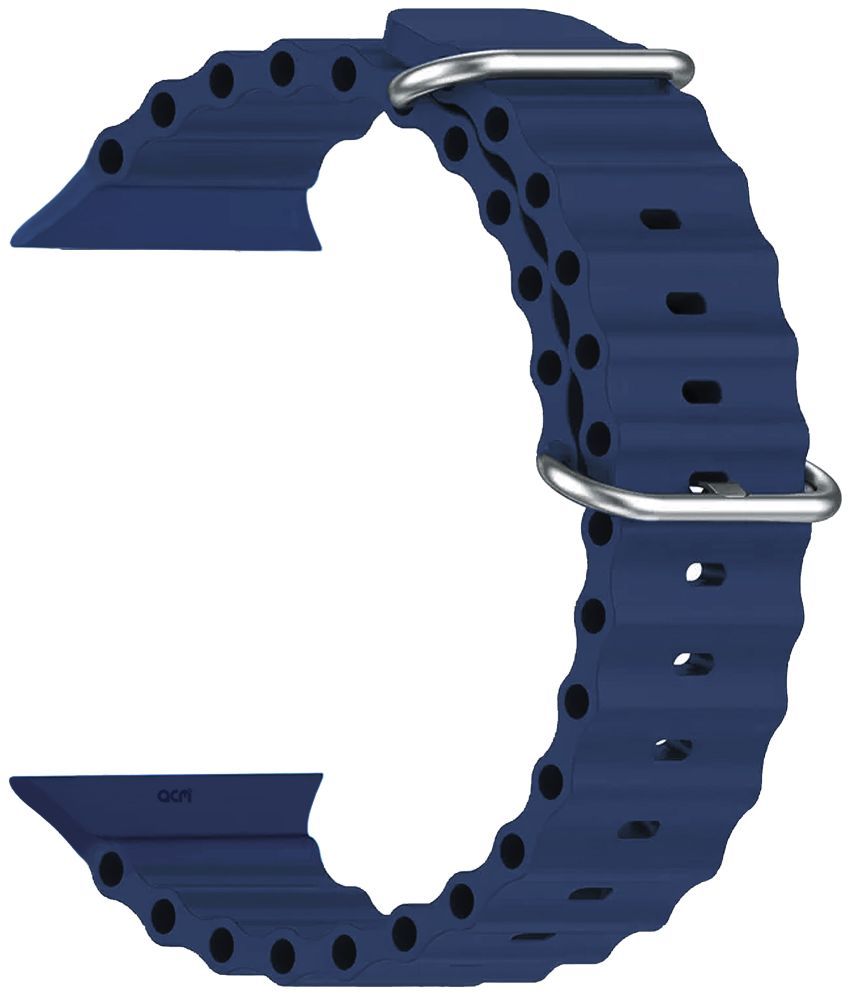     			ACM Watch Strap Slide Silicone Smart Belt compatible with Fire-Boltt Call Bsw014 Smartwatch Classic Band Dark Blue