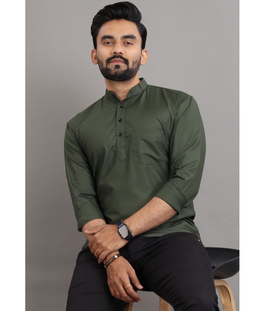     			Nofilter Dark Green Cotton Blend Men's Regular Kurta ( Pack of 1 )