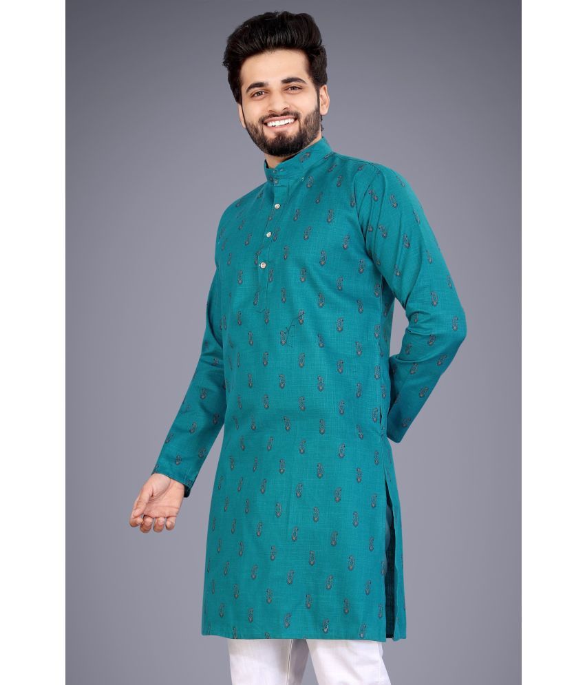     			Nofilter Green Cotton Blend Men's Regular Kurta ( Pack of 1 )