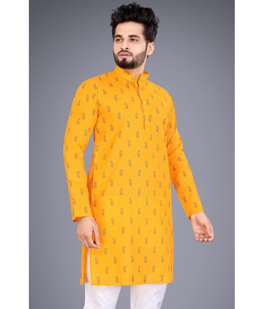     			Nofilter Yellow Cotton Blend Men's Regular Kurta ( Pack of 1 )