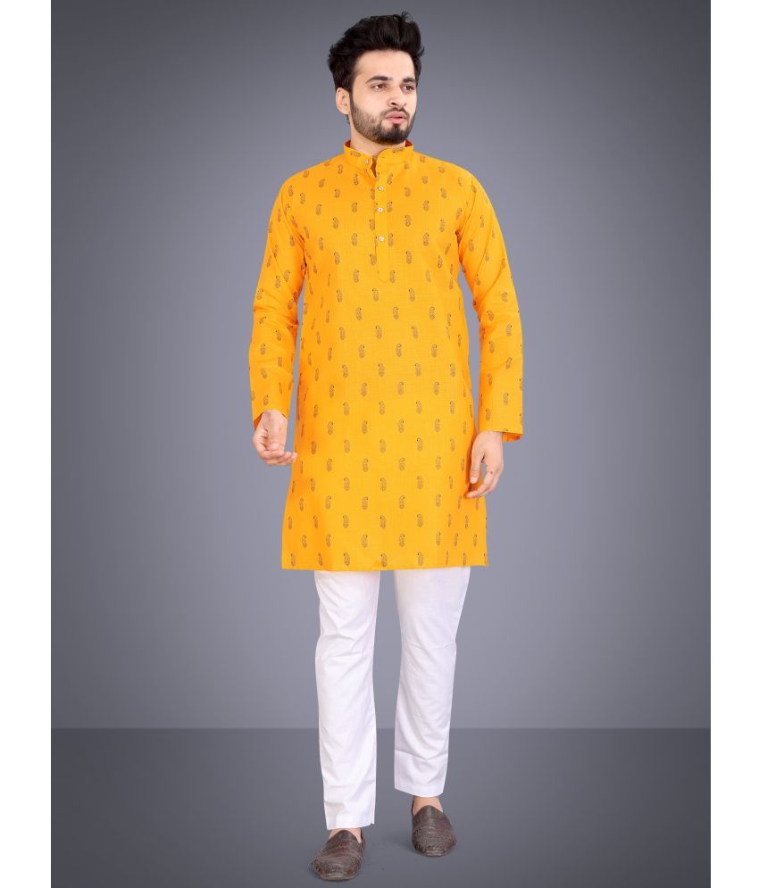     			Nofilter Yellow Cotton Blend Men's Regular Kurta ( Pack of 1 )