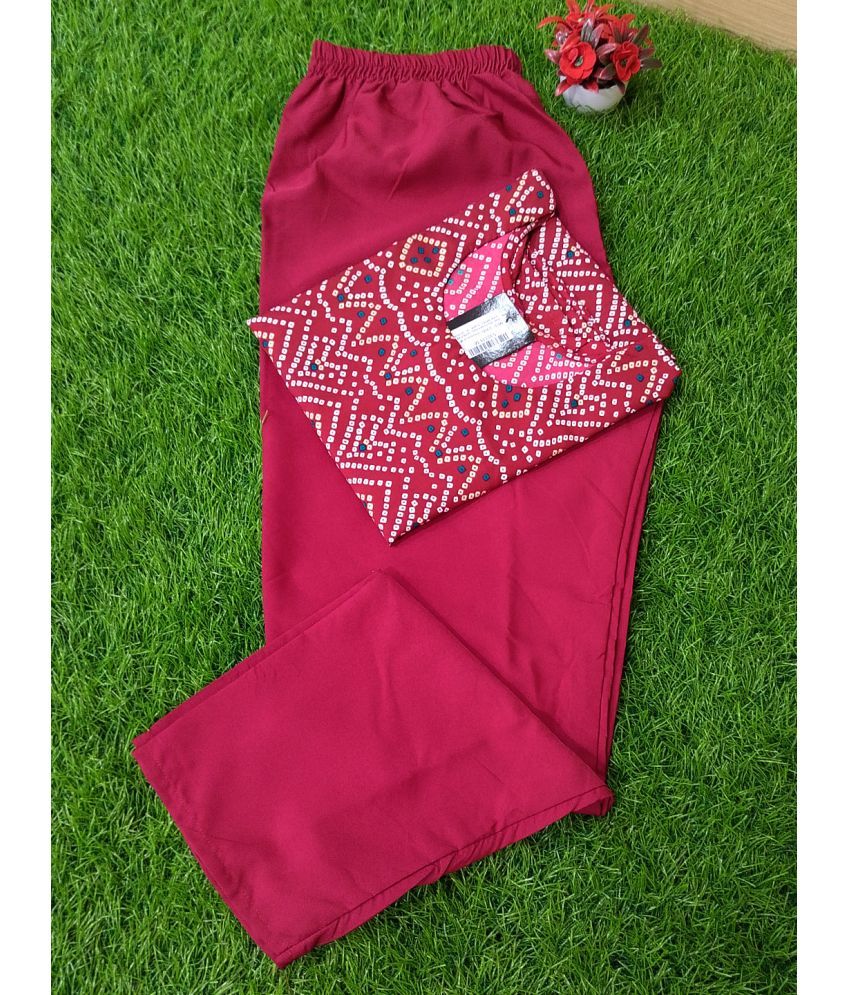     			Ethnicbasket Pack of 1 Crepe Printed Straight Women's Kurti - ( Maroon )