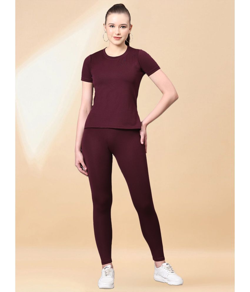     			INFRIM Maroon Cotton Blend Solid Tracksuit - Pack of 1