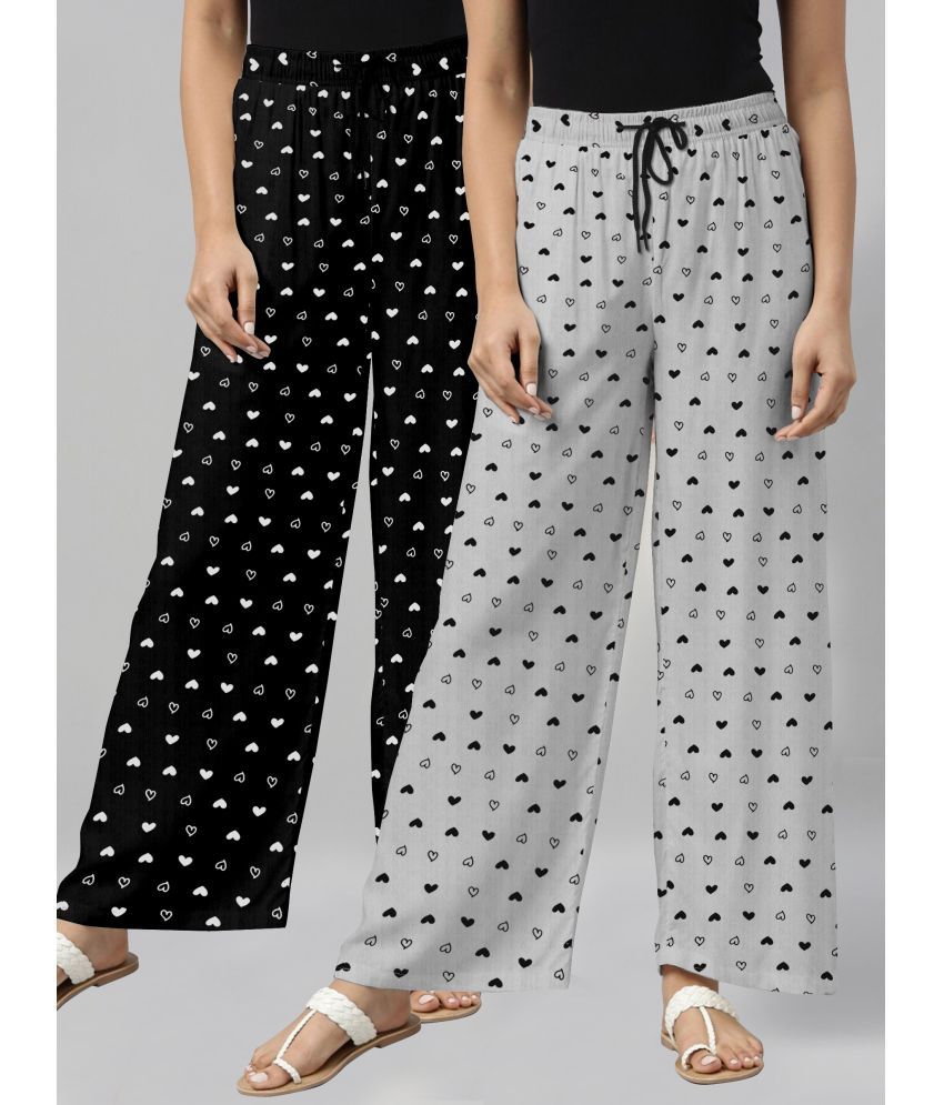     			Riglozi Black,Light Grey Cotton Women's Nightwear Pajamas ( Pack of 2 )