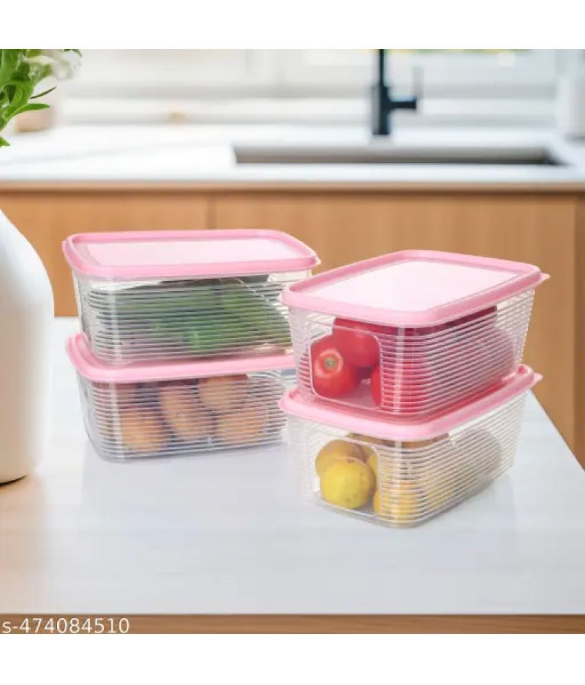     			Shrigana Fridge Storage Boxes Plastic Peach Multi-Purpose Container ( Set of 1 )