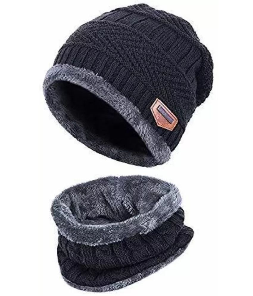     			YOUTH ROBE Pack of 1 Woollen Men's Cap ( Black )