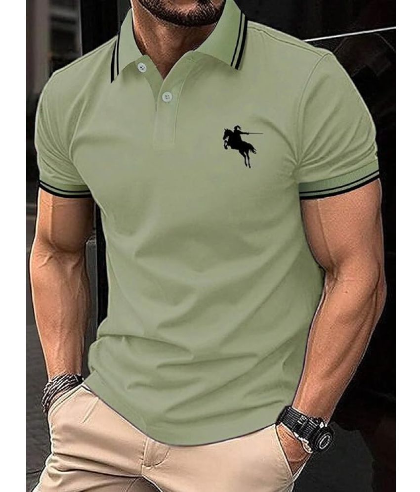     			AAPSKA Pack of 1 Cotton Blend Regular Fit Printed Half Sleeves Men's Polo T Shirt ( Green )